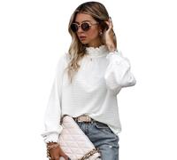 KBRPEY Camicette da Donna Manica Lunga a Lanterna Top a Collo Alto Pullover T-Shirt Camicetta Top Donna Moda Sciolto Manica Lunga Casual Abbigliamento Elegante Maglietta