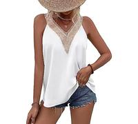 KBRPEY Camicia Donna Casual Canotta Scollo a V Donna Canottiera Senza Maniche in Blusa Donna Elegante Camicia Sexy Top Estiva Gilet Affascinante T Shirt(Bianco XL)