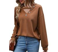 KBRPEY Camicie Casual da Donna T-Shirt a Manica Lunga Camicetta Camicia da Lavoro Ufficio Top Casual Camicia Running Outdoor Tops Maglia Palestra da Donna Manica Lunga(Bronzo XL)