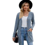 KBRPEY Cardigan Donna Lungo Top Donna Manica Lunga Maglia Leggero Traspirante per Primavera Estivo Autunno Maglione Casual con Bottoni Cardigan (Azzurro XL)