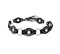KBRPEY Cintura Donna Rivetti Cintura Elastica Donna Larga in Pelle Nera Fibbia in lega Cintura Elegante Pantaloni Accessori per Gonna