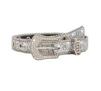 KBRPEY Cintura Sottile Elegante Decorativa Fibbia Cristalli Brillanti Perline Argento Bordo Lussuoso Stile Glamour Accessorio Donna