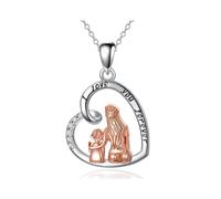 KBRPEY Ciondolo Cuore Madre Figlia Collana Argento Bicolore Pendente Famiglia Gioiello Donna Elegante Catena