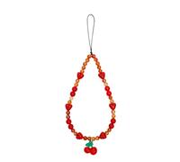 KBRPEY Ciondolo Cuore Perline Frutta Ciliegia Charm Cellulare Cordino Decorativo Accessorio Telefono Pendente Lucido