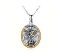 KBRPEY Collana con Ciondolo Scudo Spada per Uomo, Collana San Michele Arcangelo Ciondolo Protezione Angelo Custode Amuleto Regalo Gioielli per Uomo Donna (Type B)