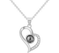 KBRPEY Collana Cuore In Oro Rosa Con Pendente A Cuore E Incisione 'Ti Amo' In 100 Lingue Collana Per Donna Elegante Con Cristalli Gioielli Romantici Per Lei Accessori Di Moda