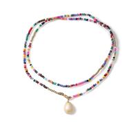 KBRPEY Collana Di Perline Colorate Con Ciondolo A Goccia Di Perla Collana Lunga Regolabile Gioielli Artigianali Per Donna Accessori Moda Eleganti