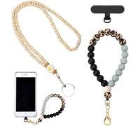 KBRPEY Cordino per Cellulare Ciondolo di Colore Solido Leopardo Perline Accessori Elegante e Bella per la Decorazione Quotidiana