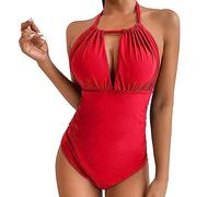 KBRPEY Costume Intero Donna Halter Monokini One Piece Vita Alta Modellante Body Mare Contenitivo Swimwear Elegante Tankini Costume da Bagno Senza Schienale Sexy Beachwear