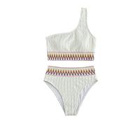 KBRPEY Costume Donna Due Pezzi Monospalla Etnico Bikini Set Mare Costumi Vita Alta Tankini Contenitivo No Segno Abbronzatura Costume Curvy Bikiniset Elegante