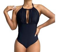 KBRPEY Costume Intero Donna Halter Monokini One Piece Vita Alta Modellante Body Mare Contenitivo Swimwear Elegante Tankini Costume da Bagno Senza Schienale Sexy Beachwear