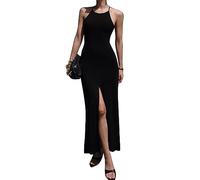 KBRPEY Donna Abito Sexy Elegante Senza Maniche Spaghetti Strap Sexy Abiti Lunghi con Spacco e Spalline Senza Schienale Casual Abito da Spiaggia Vestito da Cocktai Festa Vestiti Estivi(L)