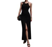 KBRPEY Donna Abito Vestiti Casual Abito Lungo Sexy Estivo Elegante Senza Maniche Spaghetti Strap Maxi Abiti Senza Spalline con Spacco e Senza Schiena Vestito da Cocktai Festa(L)