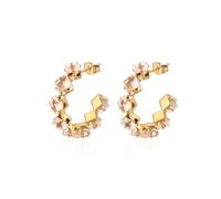 KBRPEY Donna Orecchini In Argento 925 Orecchini a Cerchio Huggie Con Pietra Portafortuna Colorata e Zirconia Cubica, Per Donne e Ragazze, Zirconia Cubica (Champagne)