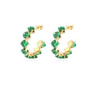 KBRPEY Donna Orecchini In Argento 925 Orecchini a Cerchio Huggie Con Pietra Portafortuna Colorata e Zirconia Cubica, Per Donne e Ragazze, Zirconia Cubica (Verde)