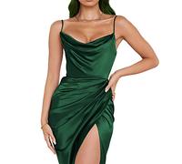 KBRPEY Donne Abito Sexy Elegante Senza Maniche Spaghetti Strap Aderente Vestito con Spacco da Cocktail Spiaggia Randello Sera Casual Estivi (Verde Scuro L)