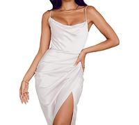 KBRPEY Donne Abito Sexy Elegante Senza Maniche Spaghetti Strap Aderente Vestito con Spacco da Cocktail Spiaggia Randello Sera Casual Estivi (Bianco L)