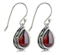 Kbrpey Orecchini A Goccia In Argento Sterling 925 Con Pietra Rossa Orecchini Vintage Eleganti Per Donna Gioielli Artigianali Con Dettagli Intagliati Orecchini Pendenti Per Donna