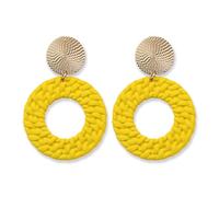 KBRPEY Orecchini da Donna Geometrici Rotondi In Oro Stile Boemo Orecchini Etnici Vintage a Penzoloni Spiaggia Estiva Forma di Rattan Acrilico (Giallo)