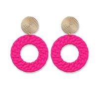 KBRPEY Orecchini da Donna Geometrici Rotondi In Oro Stile Boemo Orecchini Etnici Vintage a Penzoloni Spiaggia Estiva Forma di Rattan Acrilico (Rosso)