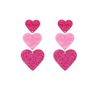 KBRPEY Orecchini Donna Argento 925 Cuore Rosa Glitterato Orecchini Pendenti Eleganti per Feste e Occasioni Speciali