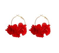 KBRPEY Orecchini Donna Argento 925 Orecchini con Fiori di Rosa Ipoallergenici Orecchini Pendenti Petali Orecchini a Cerchio Floreali Colorati Vintage Regalo di Gioielleria Festa