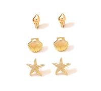 KBRPEY Orecchini Donna Set Elegante Conchiglia Stella Marina Dorati Moda Accessori Per Donne