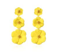 KBRPEY Orecchini Pendenti Fiore Triplo Strato Camelia Petali Grandi Cristalli Centrali Gioielli Donna Eleganti