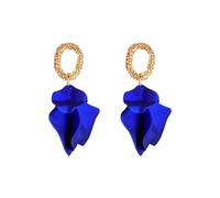 KBRPEY Orecchini Pendenti Petalo Floreale Ovale Texture Metallica Gioielli Donna Eleganti Accessori Cerimonia Matrimonio