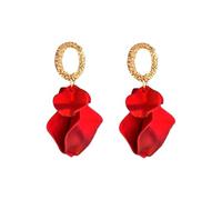 KBRPEY Orecchini Pendenti Petalo Floreale Ovale Texture Metallica Gioielli Donna Eleganti Accessori Cerimonia Matrimonio