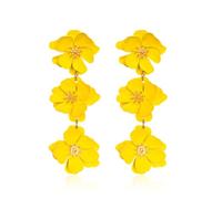 KBRPEY Orecchini Pendenti Triplo Fiore Petali Stratificati Cristalli Centrali Eleganti Leggeri Decorativi Primavera Estate Accessori Donna