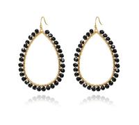 KBRPEY Orecchini per Donne e Ragazze Boho Perla Lungo Orecchini Vintage Grande a Cerchio Esagerato Orecchini Gioielli Regalo per San Valentino Anniversario (Nero)