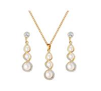 KBRPEY Parure Gioielli Donna Infinito Collana Orecchini Perle Cristalli Elegante Completo Matrimonio Cerimonia Lusso