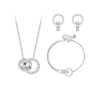 KBRPEY Parure Gioielli per Donna Ragazze Collana Orecchini e Bracciali Regolabile Set Zirconi Cubici Collana da Donna Gioielli Set