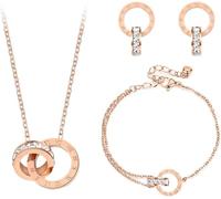 KBRPEY Parure Gioielli per Donna Ragazze Collana Orecchini e Bracciali Regolabile Set Zirconi Cubici Collana da Donna Gioielli Set