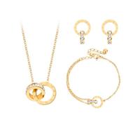 KBRPEY Parure Gioielli per Donna Ragazze Collana Orecchini e Bracciali Regolabile Set Zirconi Cubici Collana da Donna Gioielli Set