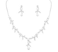 KBRPEY Parure Gioielli Set Donna Orecchini Strass Perle Sposa Set Orecchini Pendenti Strass Gioielli Perle Finte Ragazze