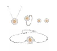 KBRPEY Parure Gioielli Set per Donna Collana Girasole Orecchini Anello Bracciali Set per Anniversario Valentino Regalo