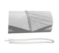 KBRPEY Pochette Clutch Donna Elegante Borsa con Strass Twill Pochette Cerimonia Lucida con Catena Staccabile Pochette da Sposa Borsa a Tracolla per Festa Ballo Cocktail