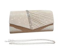 KBRPEY Pochette Clutch Donna Elegante Borsa con Strass Twill Pochette Cerimonia Lucida con Catena Staccabile Pochette da Sposa Borsa a Tracolla per Festa Ballo Cocktail