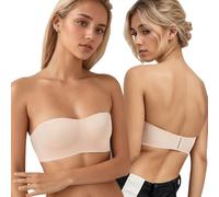 KBRPEY Reggiseni Fascia Donna Reggiseno Senza Spalline Strapless Bra Imbottito Push up Senza Ferretto Comfort Invisibile Supporto Perfetto per Abiti Scollati Matrimoni Feste Cerimonie