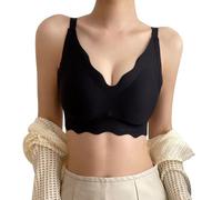 KBRPEY Reggiseno Donna Bralette Push Up Scollo Profondo Coppa Intera Supporto Posteriore Intimo Senza Cuciture Cinghie Regolabili Design Elasticizzato(Nero/M)