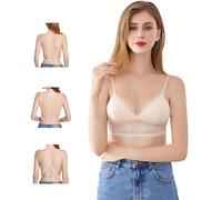 KBRPEY Reggiseno Donna Senza Ferretto Comfort Push Up Reggiseni a Schiena Bassa Pizzo Reggiseno Cinghie Spallacci Regolabili e Trasformabili Comfort Intimo(Skin L 80abc)