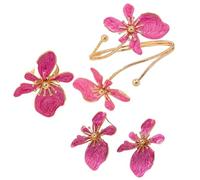 KBRPEY Set di Gioielli Floreale 3 Pezzi Bracciale Anello e Orecchini a Forma di Fiore per Party Occasioni Speciali Vita Quotidiana