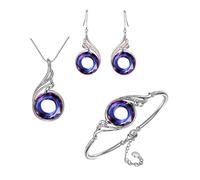 KBRPEY Set Gioielli Donna Cristallo Rotondo Collana Bracciale Orecchini Argento Elegante Brillante Parure Gioielli