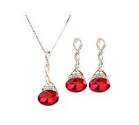 KBRPEY Set Gioielli Donna Goccia Cristallo Blu Collana Orecchini Eleganti Strass Brillanti Pendenti Cerimonia Matrimonio