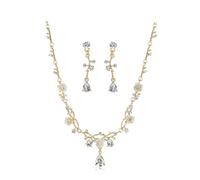 KBRPEY Set Gioielli Floreale Collana Orecchini Cristallo Brillante Ramo Goccia Elegante Cerimonia Matrimonio Donna