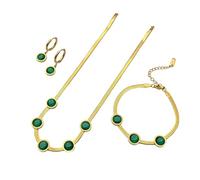 KBRPEY Set Gioielli Tondo Pietra Naturale Collana Bracciale Orecchini Donna Elegante Lusso Stile Classico
