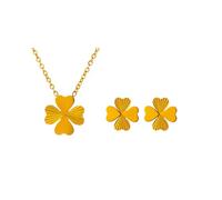 KBRPEY Set Gioielli Trifoglio Quadrifoglio Collana Orecchini Donna Elegante Portafortuna Accessori Brillanti