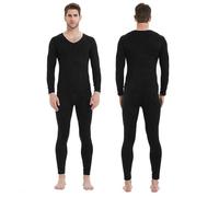 KBRPEY Set Intima Termica Uomo Completo Maglia e Pantaloni Termici Uomo, Camicia con Fondo Sottile e Scollo a V Intimo Termico per Sci, Trekking
